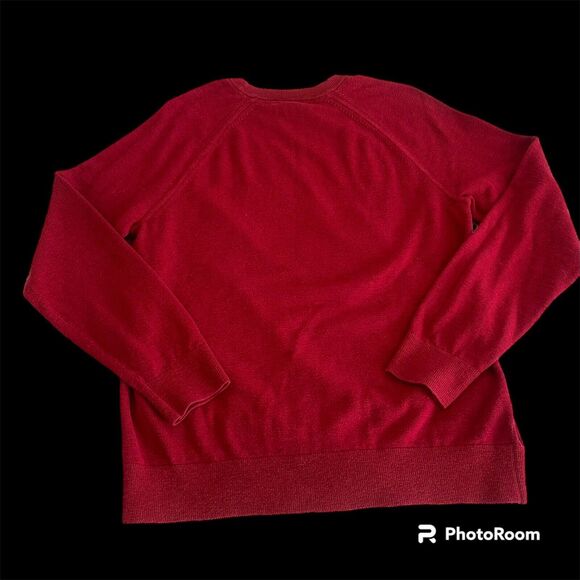 Banana Republic Red Sweater Men's XL 100% Organic Cotton Slub Knit Preppy - Picture 2 of 3